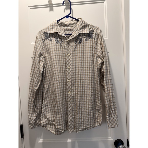 Red X Other - RED X Men's Medium Embroidered Western Button Down Shirt 100% Cotton Plaid M
